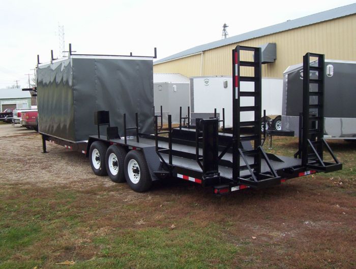 custom built trailer with ramp and cargo