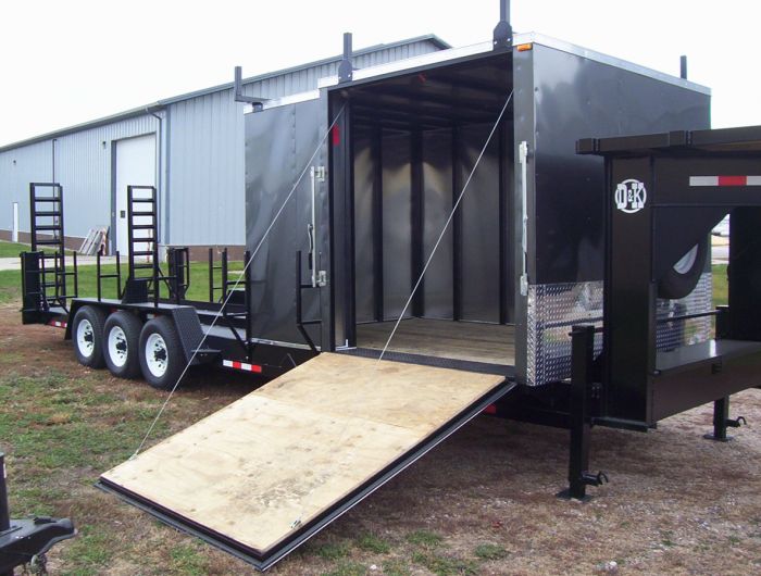 custom built trailer with ramp and cargo