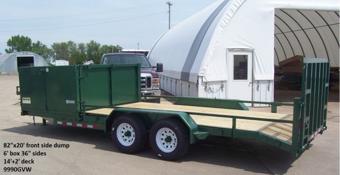 Side dump and flatbed trailer